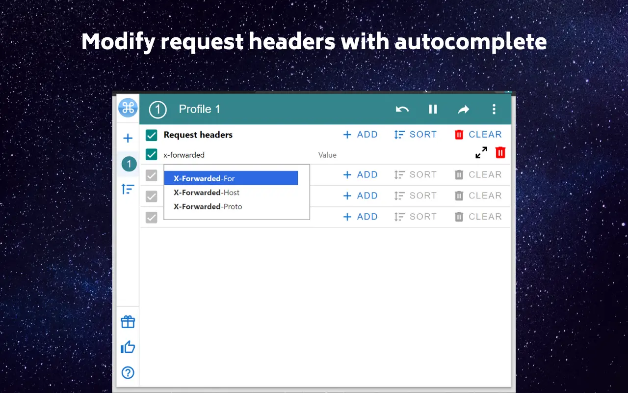 ModHeader extension screenshot