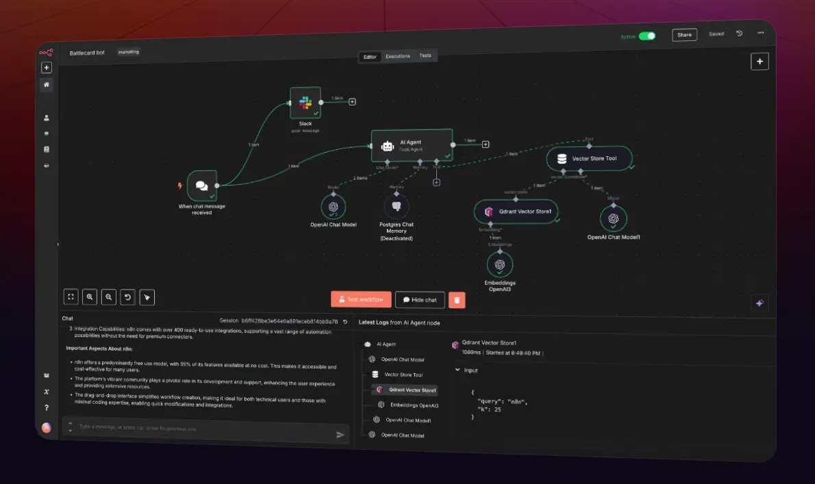 n8n workflow editor
