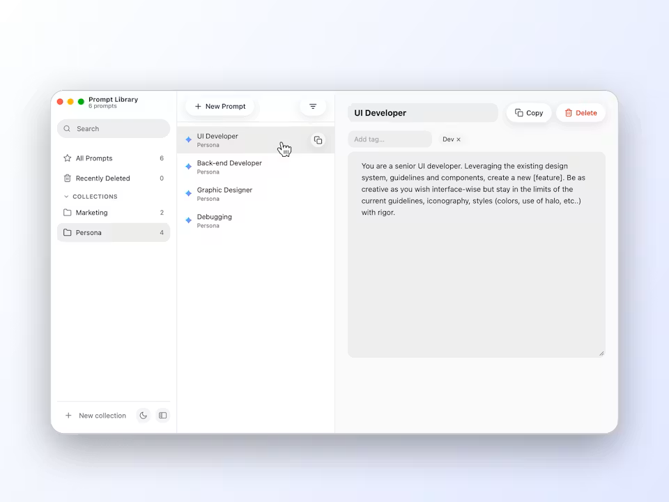 Prompt Library screenshot