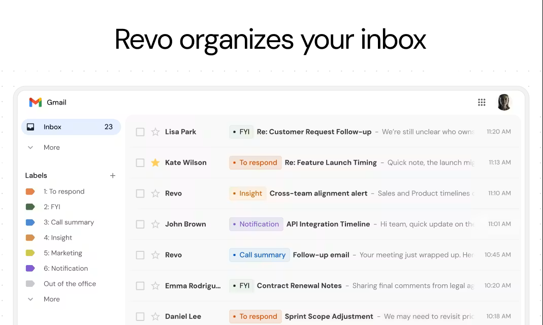 Revo AI Email Assistant screenshot