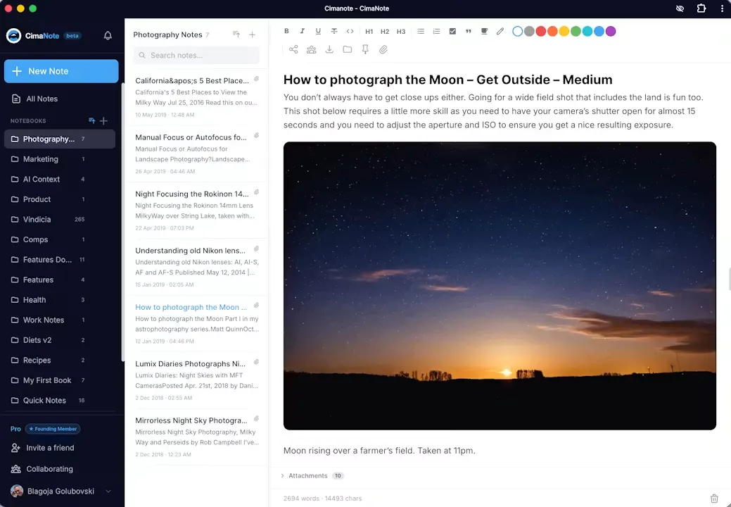 Cimanote screenshot