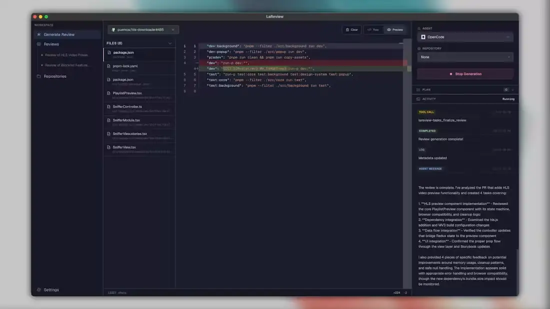 LaReview screenshot