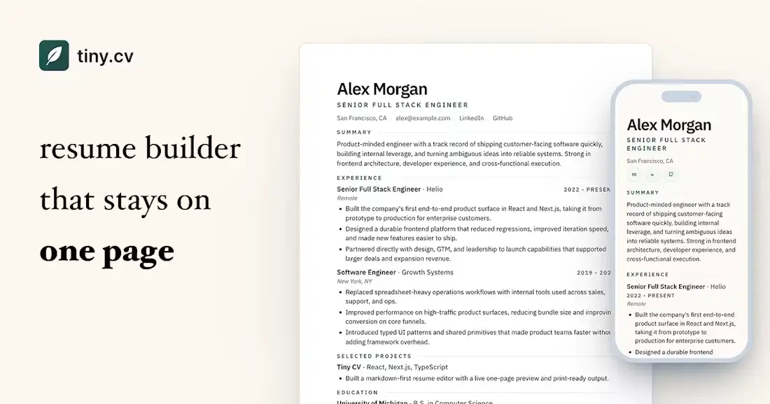 Tiny CV screenshot